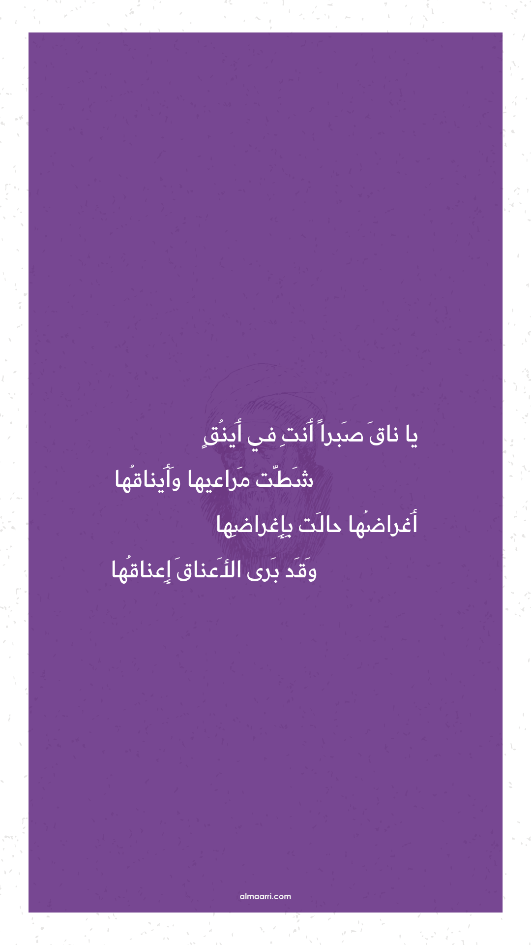 يا ناق صبرا أنت في أينق